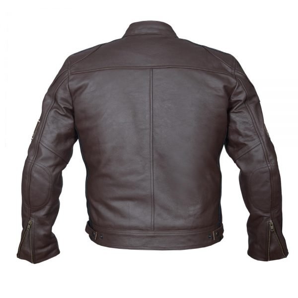 Hawk® Braune Motorrad Lederjacke - Antike Retro Style Biker Chopper Jacke – Bild 2