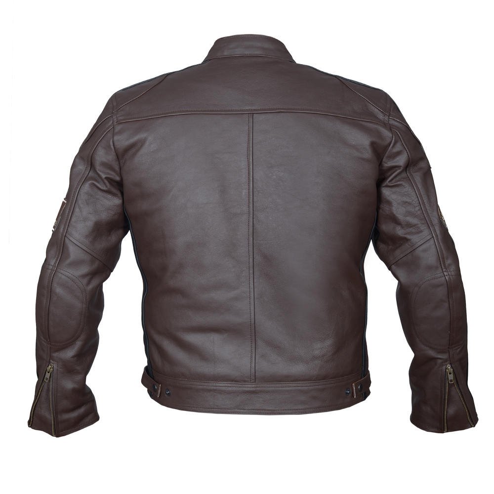 Hawk® Braune Motorrad Lederjacke - Antike Retro Style Biker Chopper Jacke