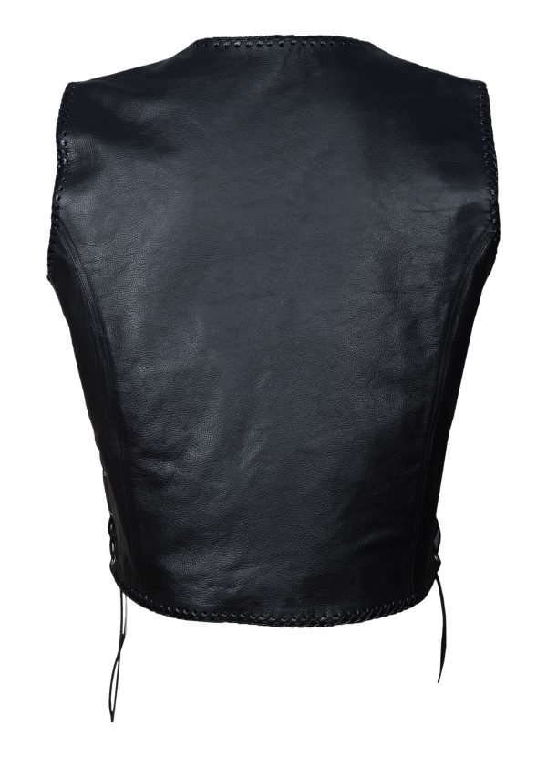 Hawk® Men’s Classic Genuine Leather Motorbike Vest with Polyester Lining - Image 3